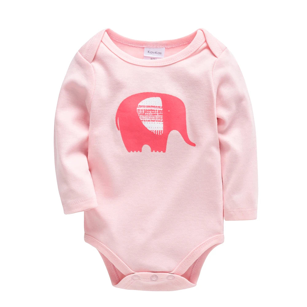 New Year 3 Pieces Baby Girl Clothing Set Pink Deer Christmas Red Elephant Printing Baby Bodysuit Kids Rompers Cotton for 3-24M