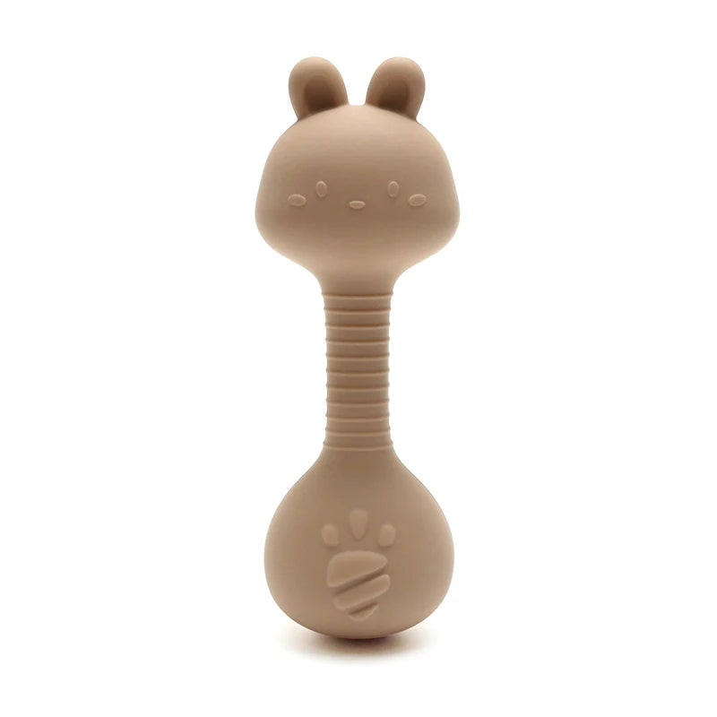Silicone Baby Rattle Toys Easy To Grip Newborn Gift Cute Rabbit Sand Hammer Rattles Teething Toy for Infants Baby Stuff BPA Free