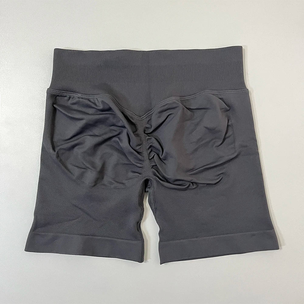 Impact Gym Shorts Women Fitness Sport Biker Shorts 4.5" Low Ribbed Band Seamless Yoga Shorts Workout Scrunch Butt Short Leggings