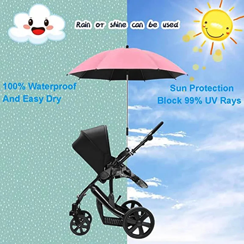 UV Protection Baby Stroller Umbrella With Clamp Universal Sunscree Rainproof Stroller Cover Umbrella Baby Stroller Accessories