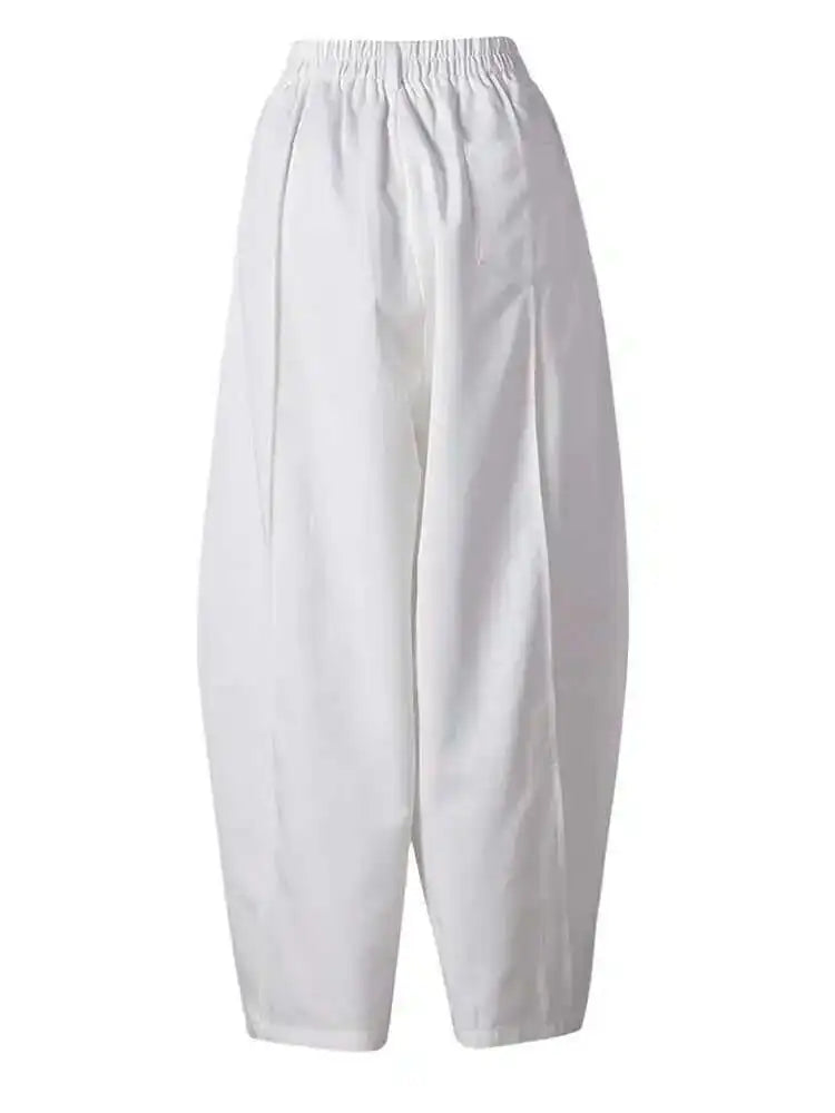 EAM High Elastic Waist White Spliced Wide Leg Long Casual Pants New Trousers Women Fashion Tide Spring Autumn 2025 CPG2815