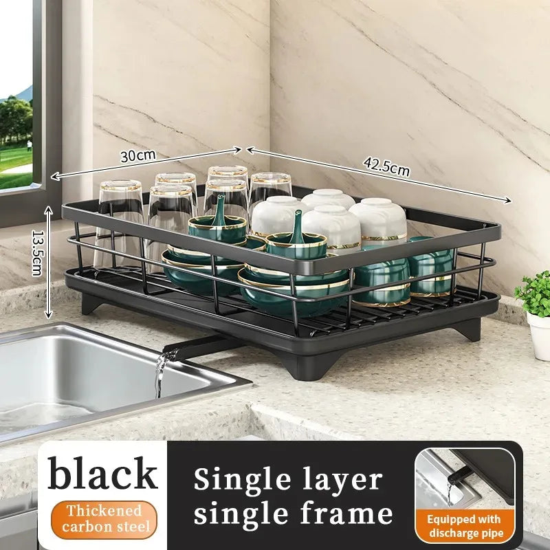 Stainless Steel 2-Tier Dish Drying Rack with Drip Tray – Heavy Duty Kitchen Counter Organizer for Plates, Bowls & Utensils