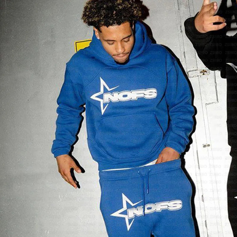 Sportswear NOFS Letter Embroidery Fashion Brand Loose Oversized Hoodie Y2K Hip-Hop Streetwear women Pullovers Casual Top Pants