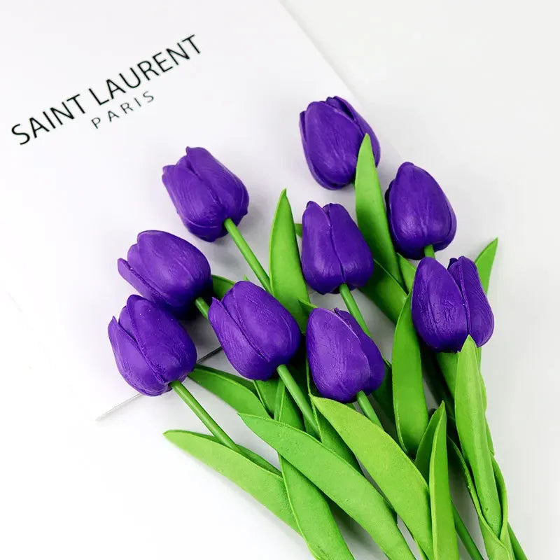 1piece 34cm PU Tulip Artificial Flower Real Touch Artificial Branch Fake Flower for Wedding Decoration Flowers Home Garden Decor