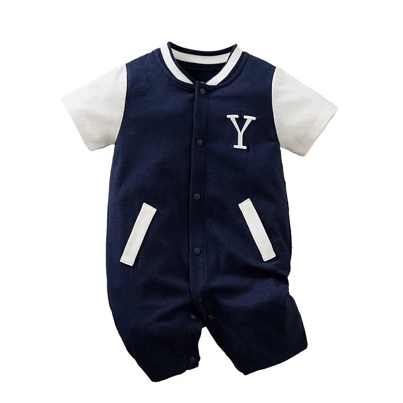 Newborn Clothes Cool Casual Baseball Jersey Cotton Comfortable And Soft Boys And Girls Summer 0-18 Short Sleeved Baby Jumpsuit