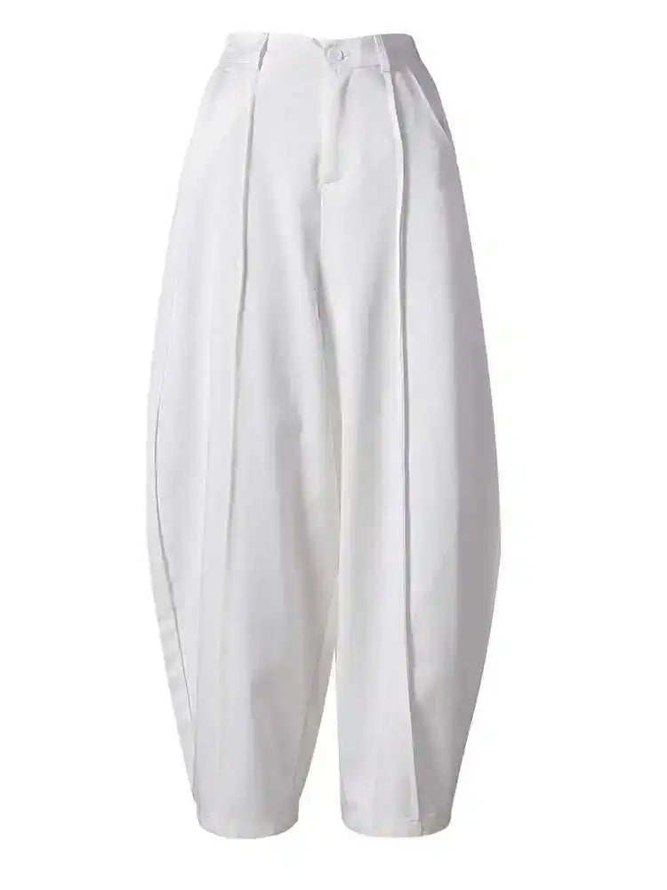 EAM High Elastic Waist White Spliced Wide Leg Long Casual Pants New Trousers Women Fashion Tide Spring Autumn 2025 CPG2815