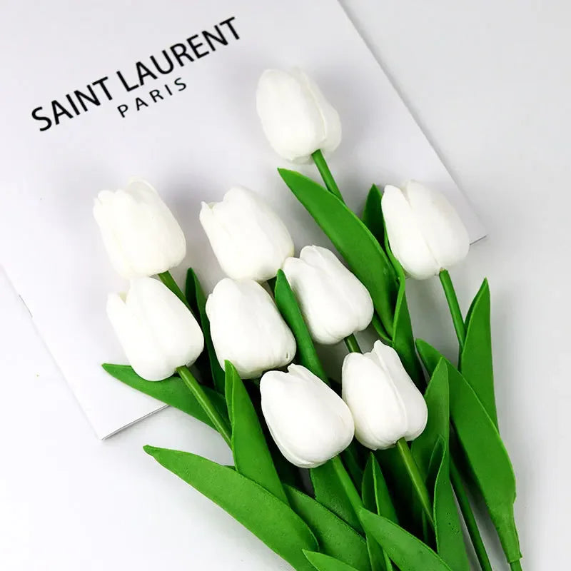 1piece 34cm PU Tulip Artificial Flower Real Touch Artificial Branch Fake Flower for Wedding Decoration Flowers Home Garden Decor