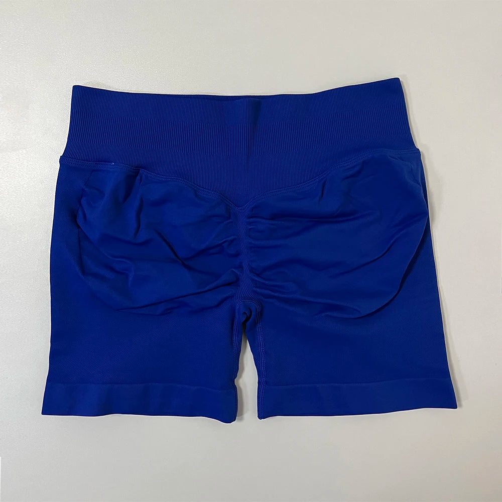 Impact Gym Shorts Women Fitness Sport Biker Shorts 4.5" Low Ribbed Band Seamless Yoga Shorts Workout Scrunch Butt Short Leggings