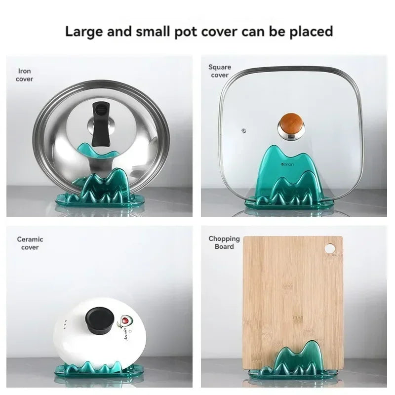 Pot Cover Shelf Countertop Double-layer Sitting Style No Drilling Shovel Pot Cover Board Rack Kitchen Creative Home Accessories