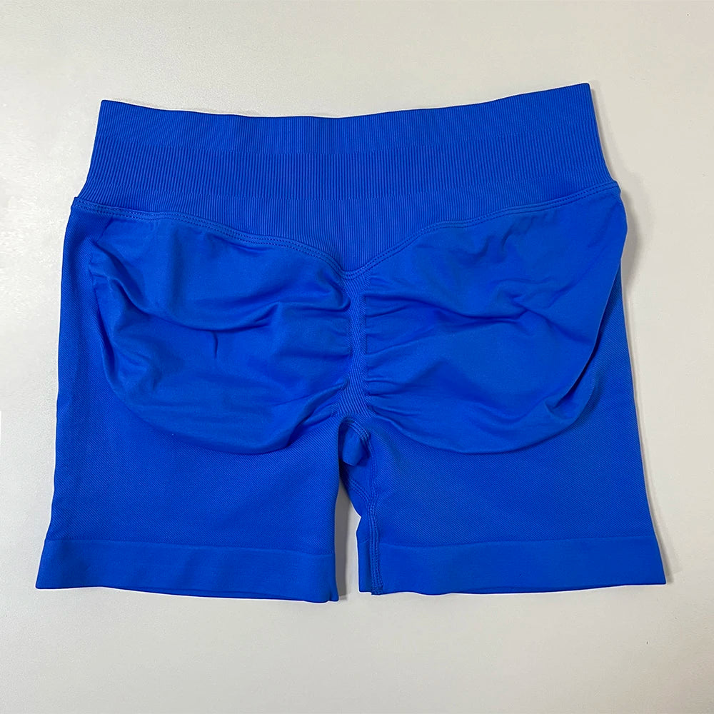Impact Gym Shorts Women Fitness Sport Biker Shorts 4.5" Low Ribbed Band Seamless Yoga Shorts Workout Scrunch Butt Short Leggings