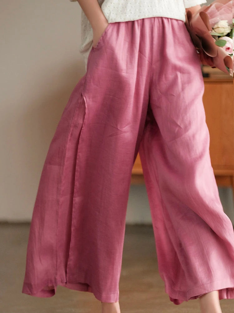 Korean New Fashion Wide-leg Simple Loose Women's Summer Ninth Pants Ankle-Length Trousers Ladies Solid Color Straight Sweatpants