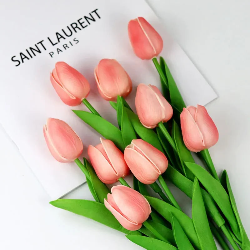 1piece 34cm PU Tulip Artificial Flower Real Touch Artificial Branch Fake Flower for Wedding Decoration Flowers Home Garden Decor