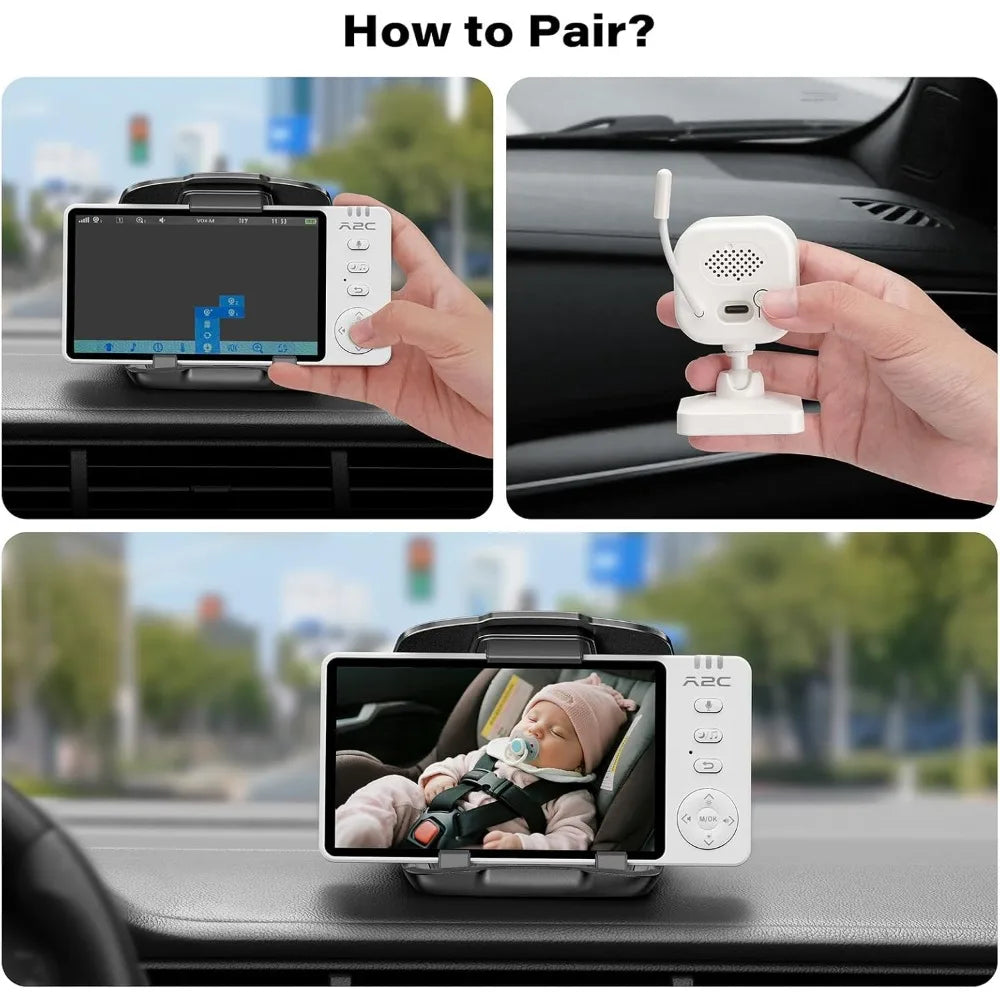 Baby Car Camera for Backseat Wireless, USB Powered Baby Camera Monitor for Car Backseat & Home Use, 360° Rotating Rear Seat Mon