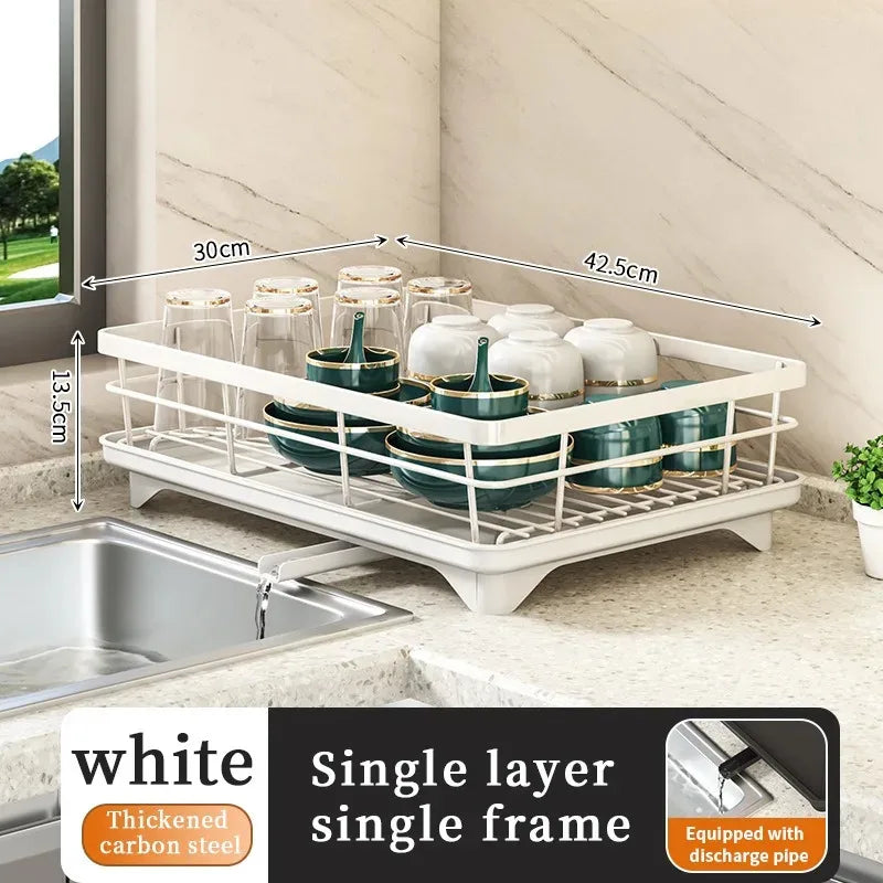 Stainless Steel 2-Tier Dish Drying Rack with Drip Tray – Heavy Duty Kitchen Counter Organizer for Plates, Bowls & Utensils