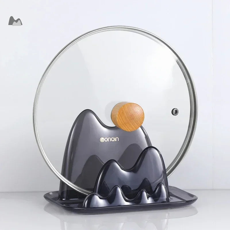 Pot Cover Shelf Countertop Double-layer Sitting Style No Drilling Shovel Pot Cover Board Rack Kitchen Creative Home Accessories