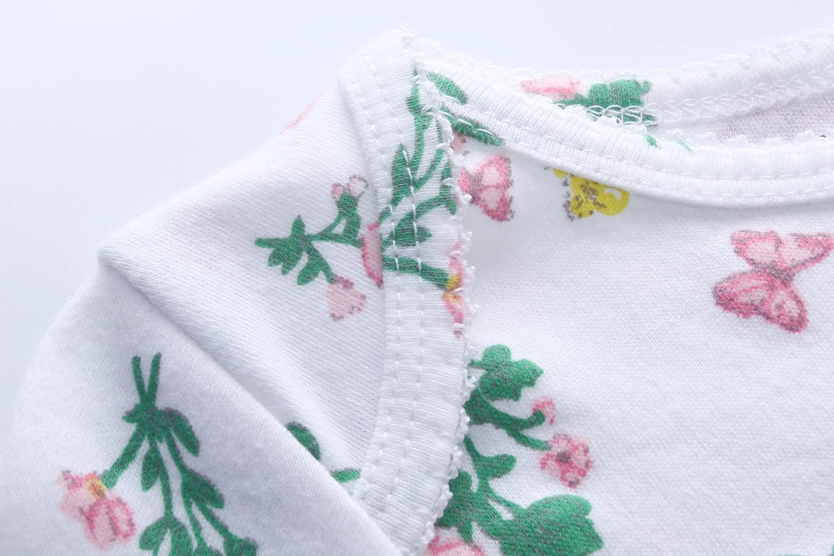 5 Pcs/Lot Cartoon Short Sleeve Baby Girl Bodysuits Soft 100%Cotton Newborn Onesies Infant Clothes