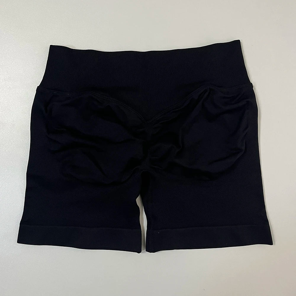 Impact Gym Shorts Women Fitness Sport Biker Shorts 4.5" Low Ribbed Band Seamless Yoga Shorts Workout Scrunch Butt Short Leggings