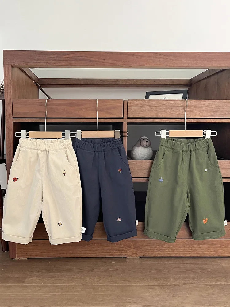 2024 Autumn New Baby Casual Pants Cartoon Embroidery Toddler Boys Loose Trousers Cotton Infant Girl Harem Pants Children Clothes
