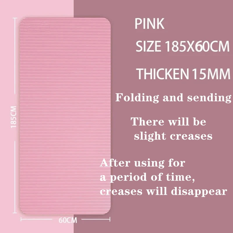 Yoga Mat Pilates Fitness Mat 15mm Thicknes Non Slip Yoga Cushion Travel Fitness Exercise Pad for Women Home Gym Floor Workout