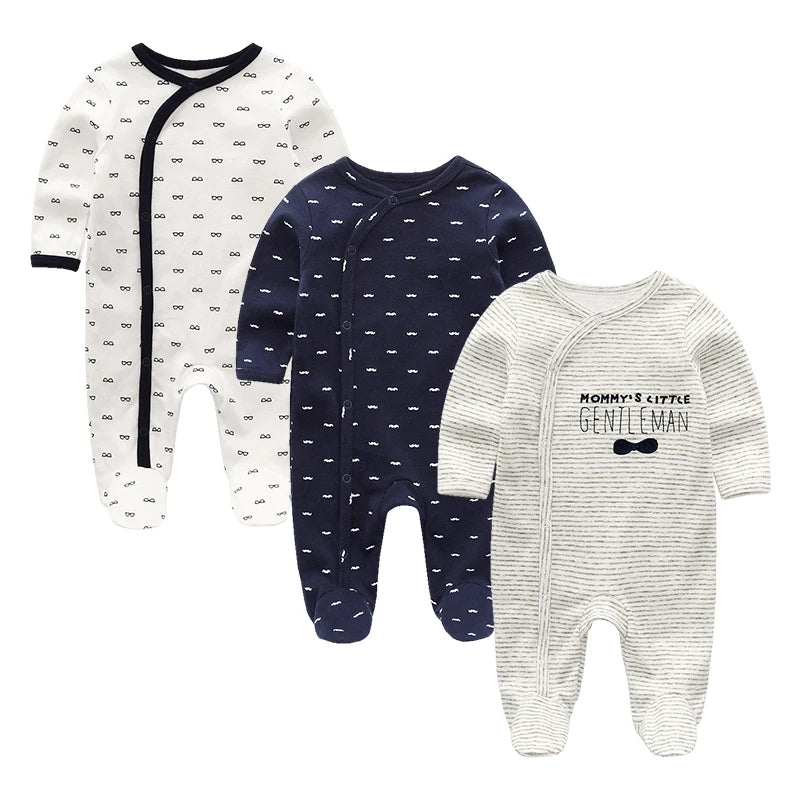 3pcs Cartoon Baby Girl Clothes Long Sleeve Newborn Baby Boy Clothes 100% Cotton Baby Rompers Solid Color 0-12M Spring Bebes