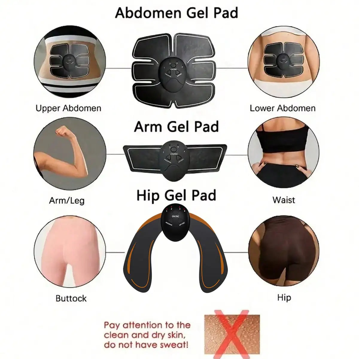EMS Hip Muscle Stimulator Fitness Lifting Buttock Abdominal Arms Legs TrainerLoss Body Massage With Gel Pads