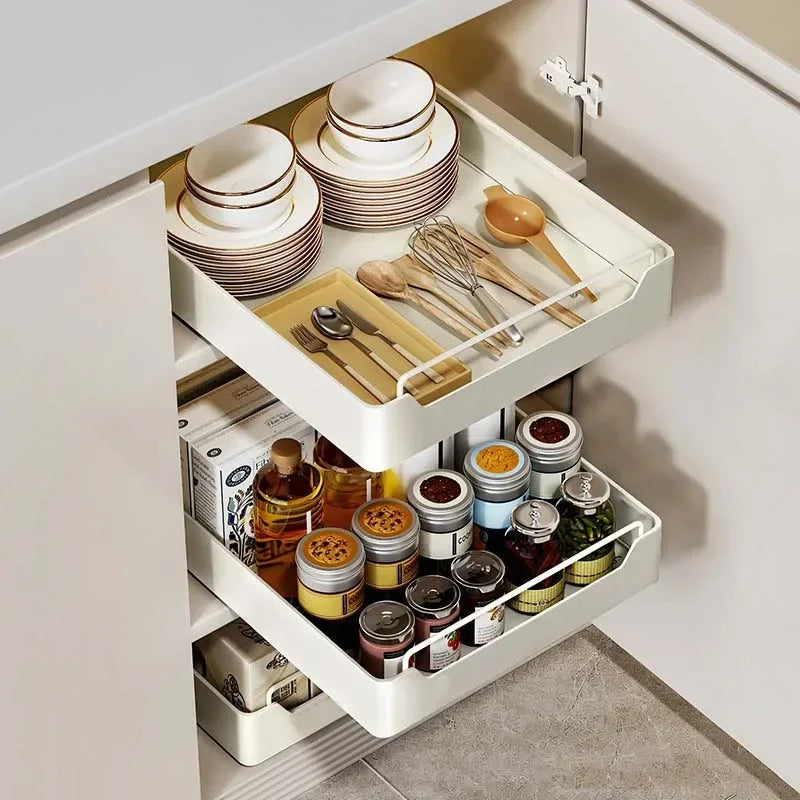 Convenient kitchen pots and pans, spices and dishes, pull-out cabinet organizer, sink shelves, free installation track pull-outs