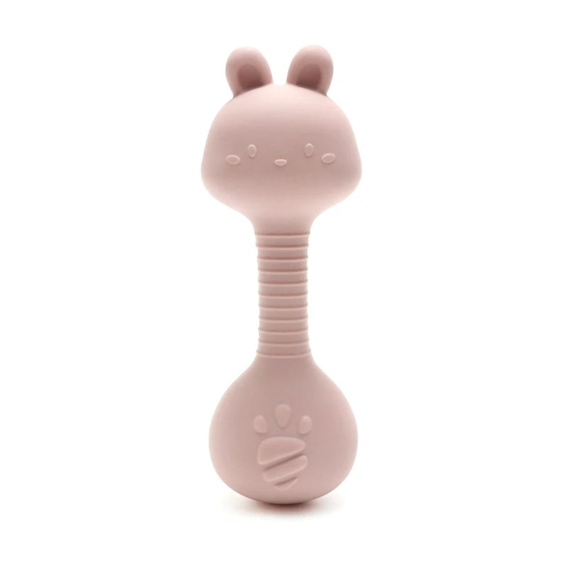 Silicone Baby Rattle Toys Easy To Grip Newborn Gift Cute Rabbit Sand Hammer Rattles Teething Toy for Infants Baby Stuff BPA Free