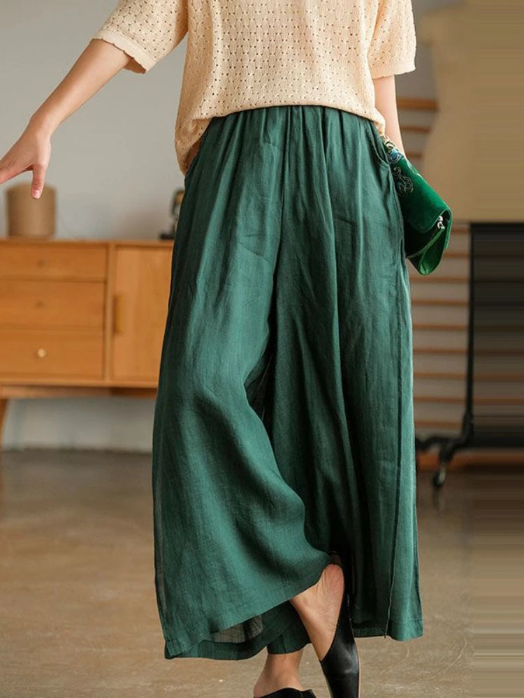 Korean New Fashion Wide-leg Simple Loose Women's Summer Ninth Pants Ankle-Length Trousers Ladies Solid Color Straight Sweatpants