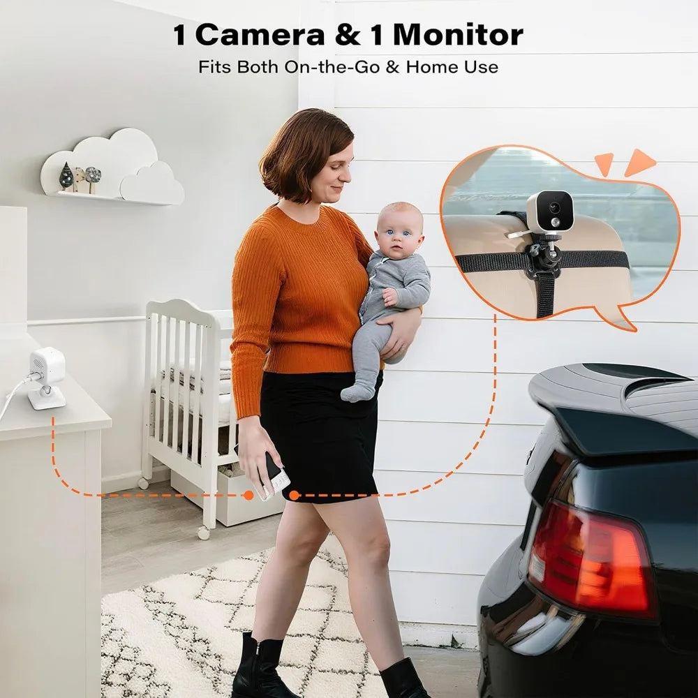 Baby Car Camera for Backseat Wireless, USB Powered Baby Camera Monitor for Car Backseat & Home Use, 360° Rotating Rear Seat Mon