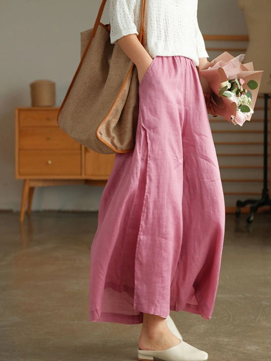 Korean New Fashion Wide-leg Simple Loose Women's Summer Ninth Pants Ankle-Length Trousers Ladies Solid Color Straight Sweatpants