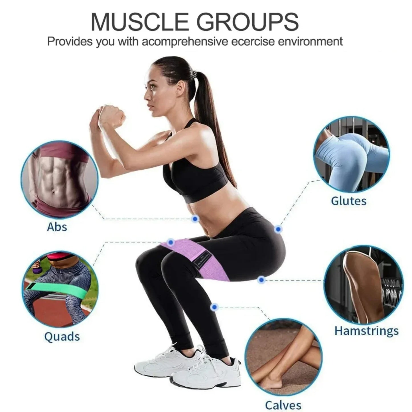 1/2/3PCS Elastic Bands Fitness Resistance Bands Yoga Pilates  Circle Expander Bands Gym Training  Workout Equipment