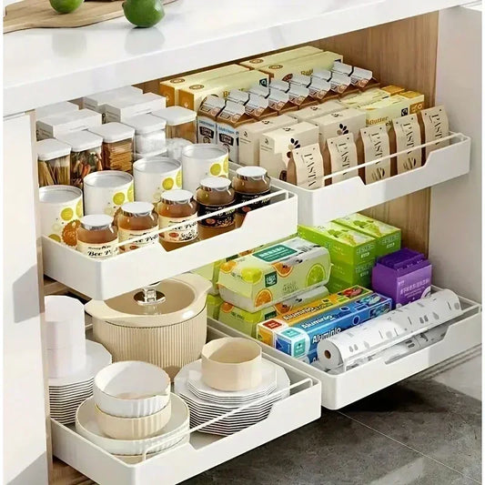 Convenient kitchen pots and pans, spices and dishes, pull-out cabinet organizer, sink shelves, free installation track pull-outs
