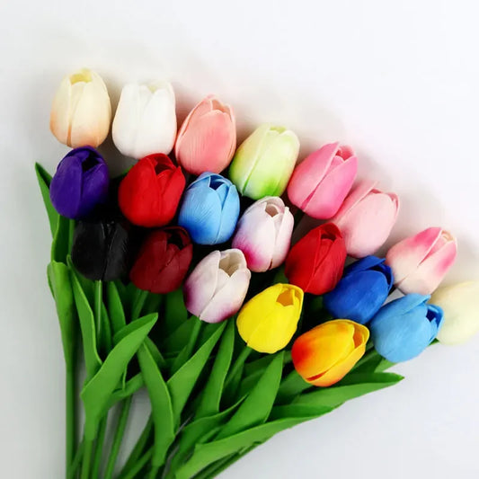 1piece 34cm PU Tulip Artificial Flower Real Touch Artificial Branch Fake Flower for Wedding Decoration Flowers Home Garden Decor