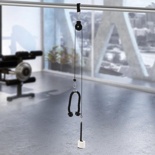 Pull down and Lift Cable Weight Pulley System Home Gym Weight Fitness Pulley Tricep Rope Training Equipment