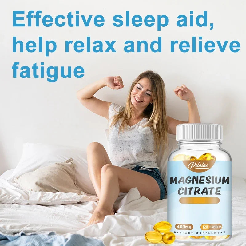Magnesium Citrate Capsules - Supports Muscle, Nervous System, Bone, Heart Health and Energy,Sleep & Skin Health - 120 Capsules