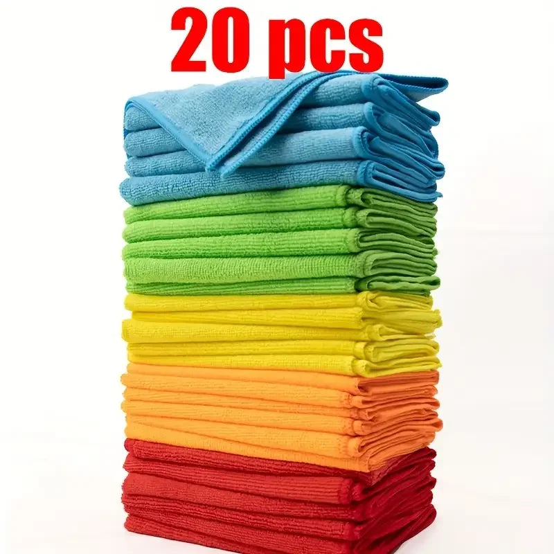 [Vibrant Microfiber Cloths] 10/20pcs Vibrant Microfiber Cleaning Cloths | Absorbent, Quick-Dry, Reusable Towels for Kitchen
