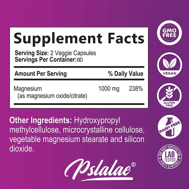 Magnesium Citrate - Muscle, Nerve and Energy Support, Improved Heart Health