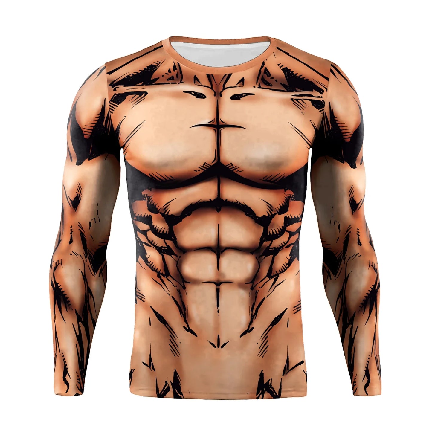 VIP FASHION Long Sleeve Shirt Quick Drying Bodybuilding Workout Top Compression Running T-shirt Men Muscle Print Tee Clothing