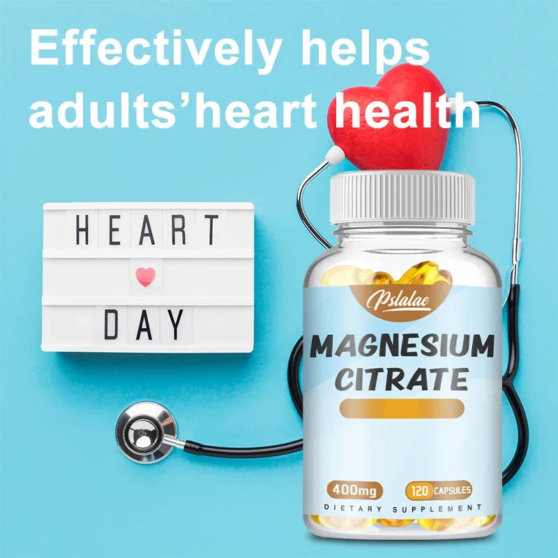 Magnesium Citrate Capsules - Supports Muscle, Nervous System, Bone, Heart Health and Energy,Sleep & Skin Health - 120 Capsules