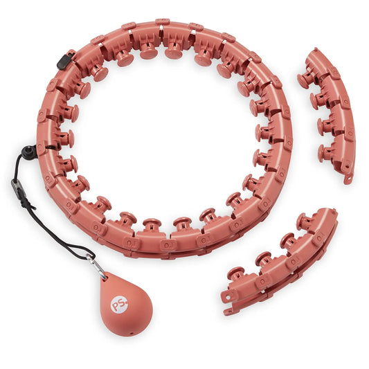 Weighted Fitness Hoop Coral Color Adjustable Diameter, Includes Weight Attachment for Core Workouts, Fun Home Exercise