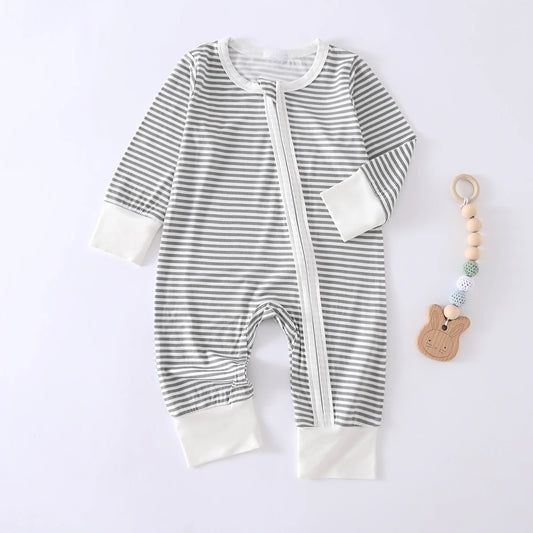 Somenie  Baby Long Sleeve Bodysuit Clothing Boys Girls Zip Foldable  Jumpsuit Infant Baby Romper Homewear 1-3-6-9M