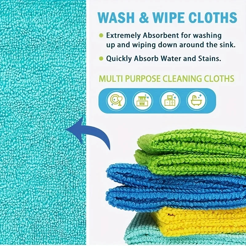 [Vibrant Microfiber Cloths] 10/20pcs Vibrant Microfiber Cleaning Cloths | Absorbent, Quick-Dry, Reusable Towels for Kitchen